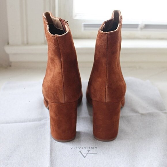 New in Box Aquatalia "Sierra" Water Resistant Suede Ankle Bootie - Ginger - 10 - Picture 7 of 11